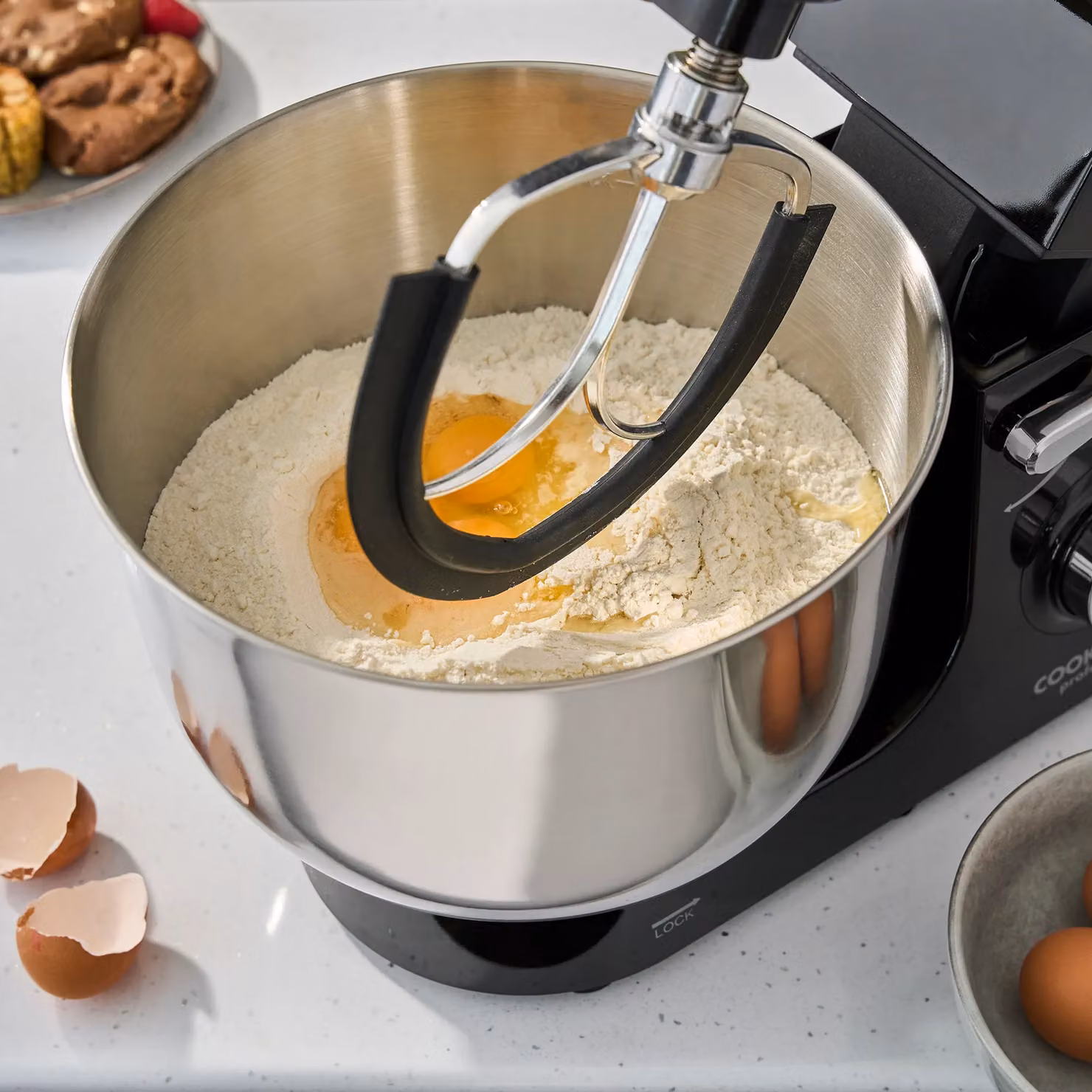 Cooks Professional Multi-Function 1800W Digital Stand Mixer with 8L Stainless Steel Bowl and Accessory Kit in Black – 4