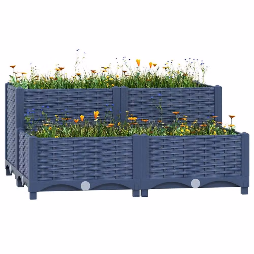 Berkfield Home Grey Polypropylene Raised Bed W: 80 cm, D: 80 cm, H: 38 cm – 2