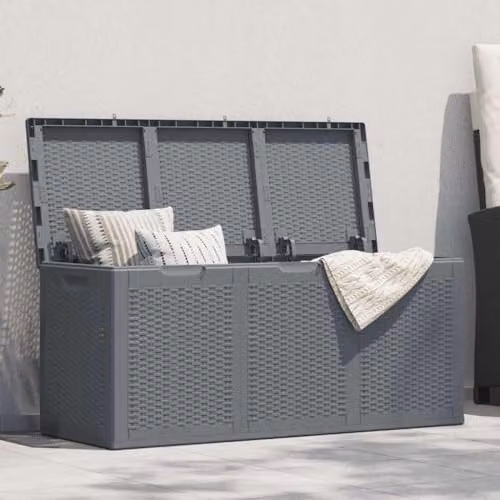 vidaXL Grey Rattan Plastic Garden Storage Box – 2