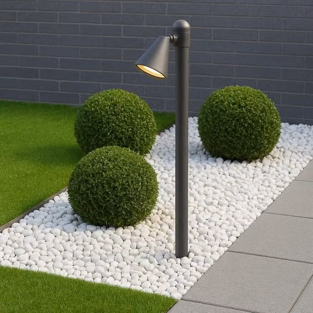 CGC Lighting Molly Modern Cone Grey Aluminium Post Light with Transparent Glass – 1