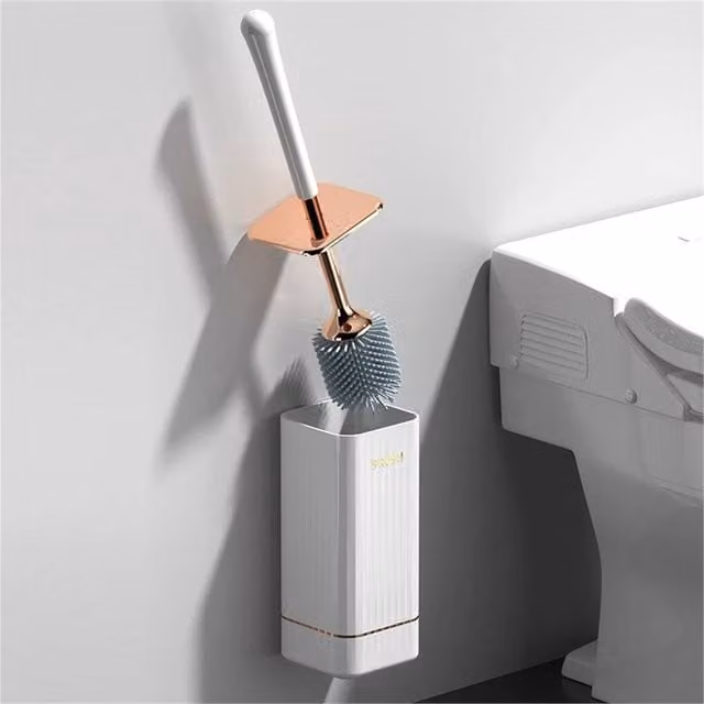 Nordara White Premium Flexible Toilet Cleaning Brush and Holder Set with Lid – 1