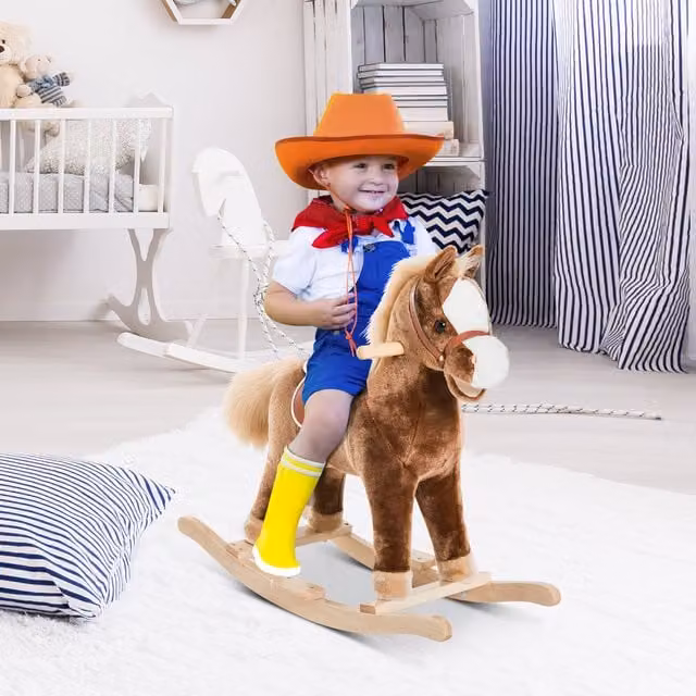 HOMCOM Kids Rocking Horse in Brown