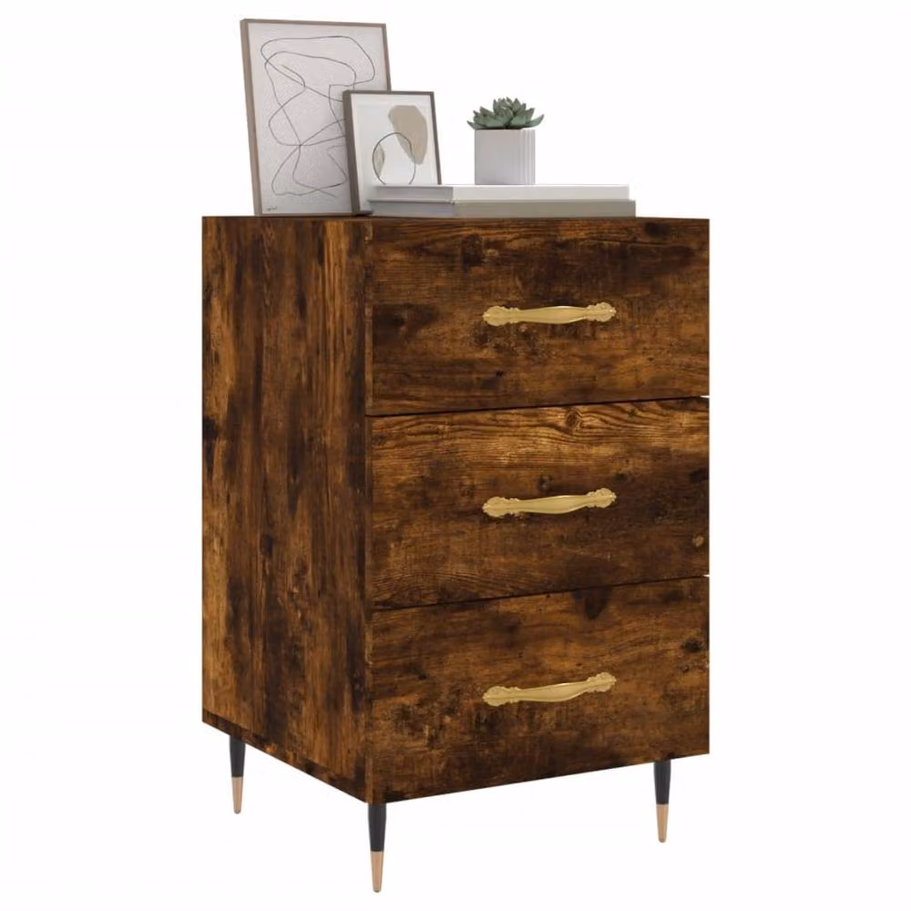 Berkfield Home Bedside Cabinet in Smoked Oak Brown, W/D/H: 40 x 40 x 66 cm – 2