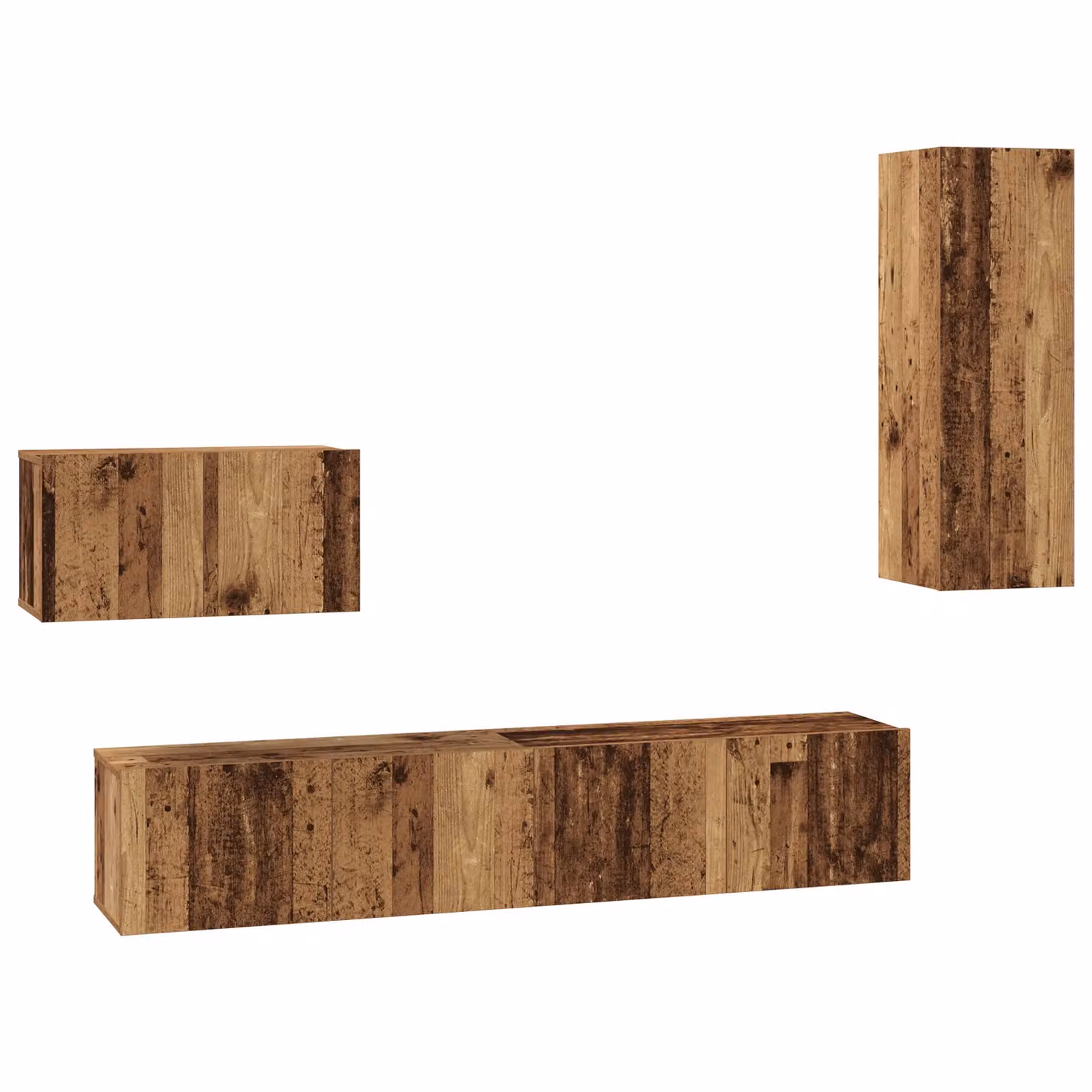 Berkfield Home Wall-Mounted TV Cabinet with Storage and Open Shelves in Brown Rustic Wood – 2