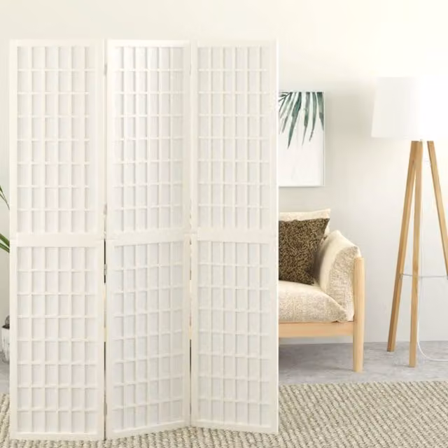 Berkfield Home Japanese Style 3-Panel Folding Room Divider, White, W/H: 120 x 170 cm