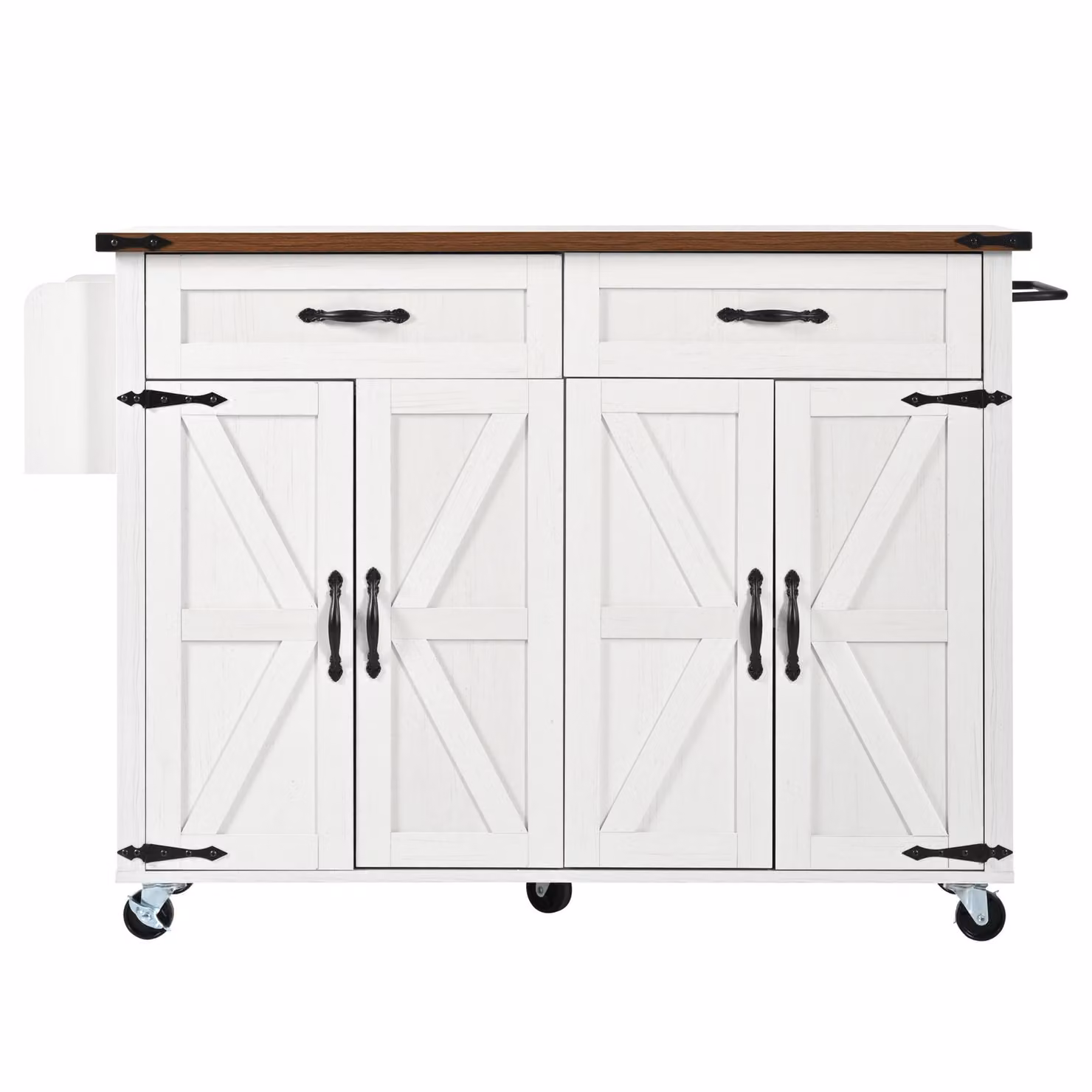 Aosom.UK Farmhouse Style Kitchen Island Trolley with Adjustable Shelf, White, W: 73 cm, D: 73 cm, H: 90.5 cm – 2
