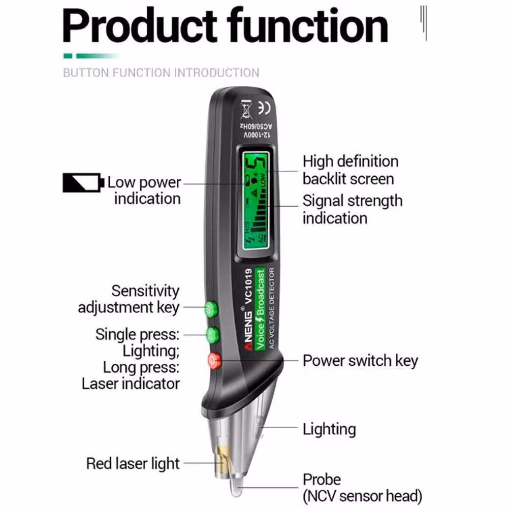 FLAVORA Pen Style Non-Contact Voltage Detector in Black – 3