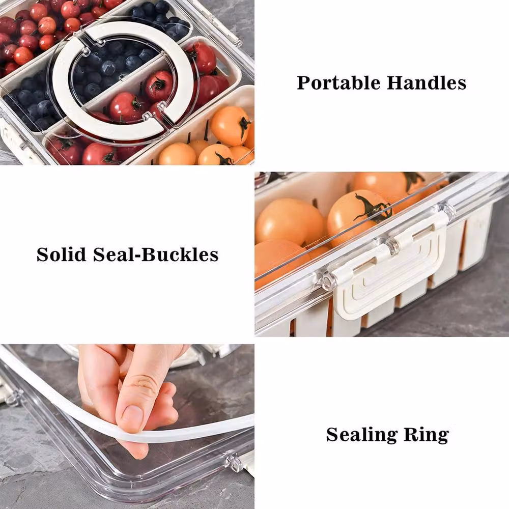 Havendro Divided Lidded Charcuterie Tray and Snack Storage Organizer in White – 4