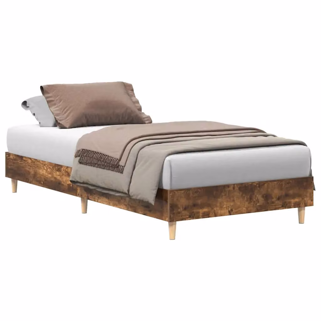 Berkfield Home Single Bed Frame in Smoked Oak Brown, W/D/H: 90 x 190 cm – 2