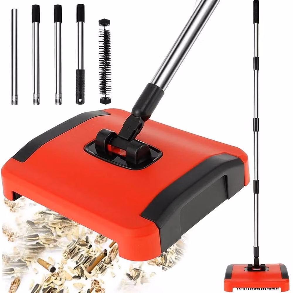 VOGREX Manual Carpet Sweeper and Indoor Floor Lint Duster in Red – 3