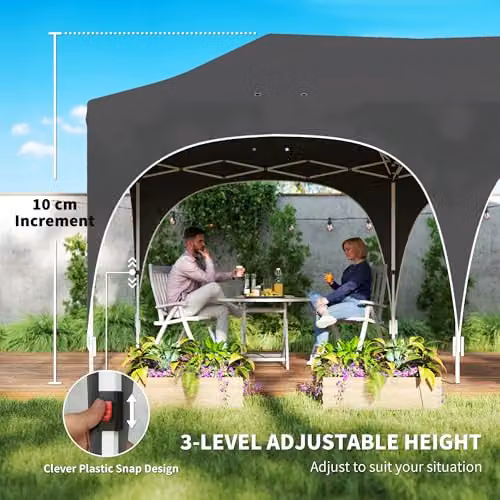 Outsunny Pop Up Gazebo with Gable and Windows, Dark Grey, W: 300 cm, D: 315 cm, H: 300 cm – 8