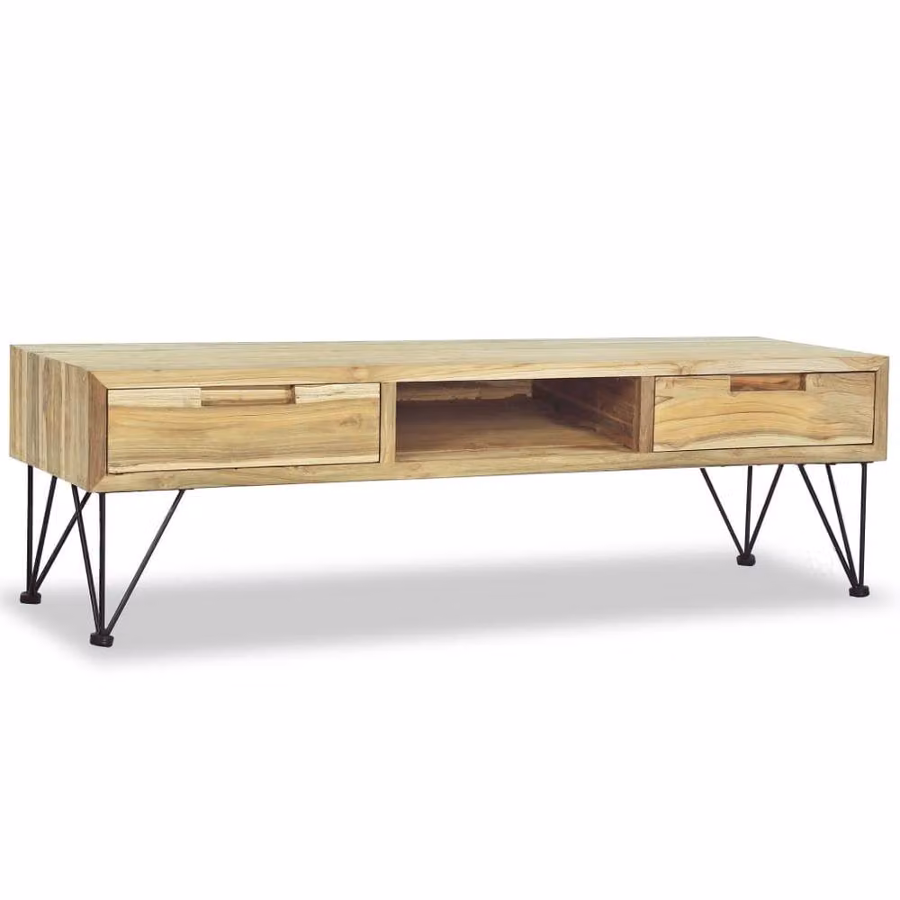Berkfield Home Solid Teak TV Cabinet in Light Brown, W/D/H: 120 x 35 x 35 cm – 2