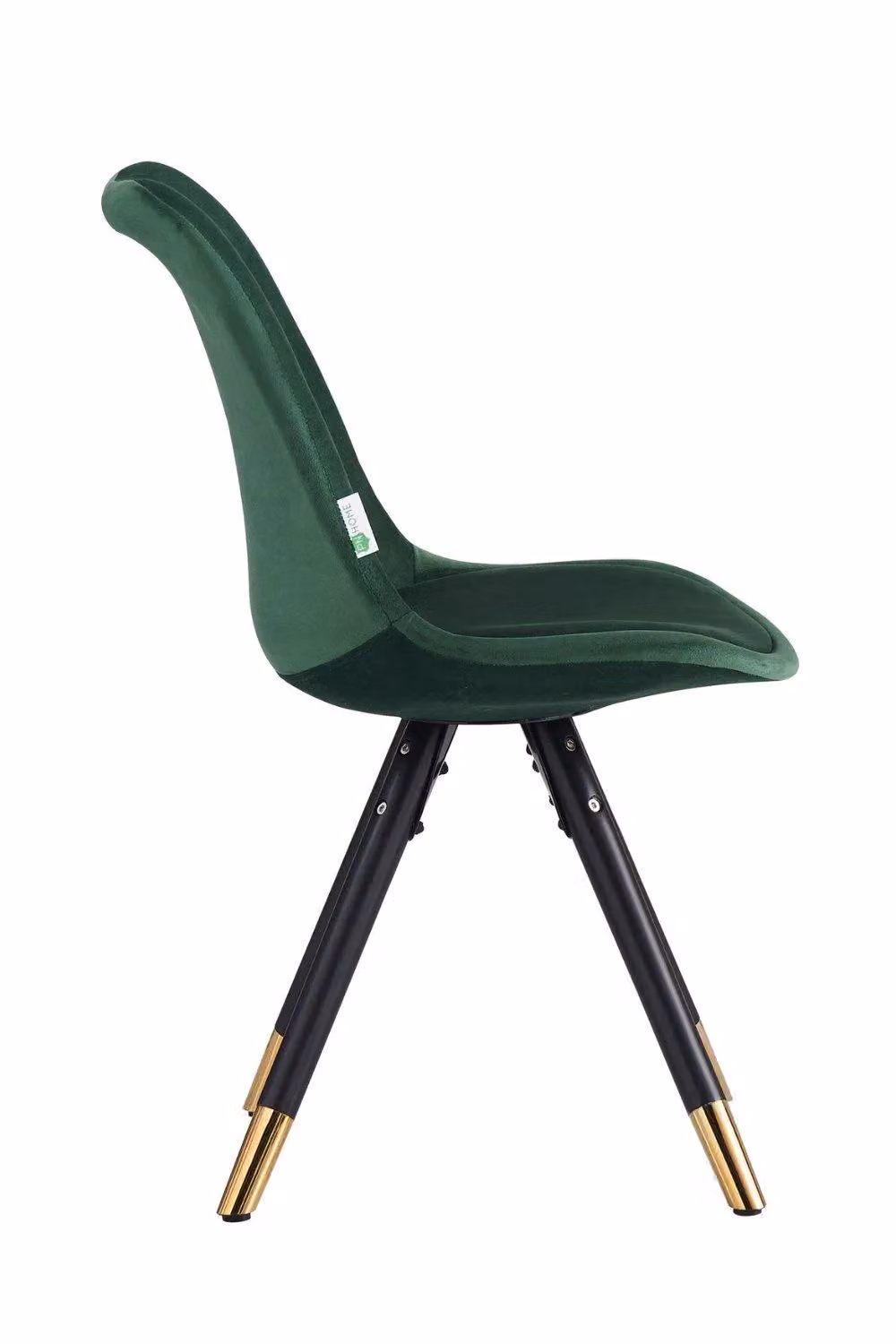 Life Interiors Sofia Ergonomic Modern Dining Chair Upholstered in Green Velvet with Gold Metal Legs – 3