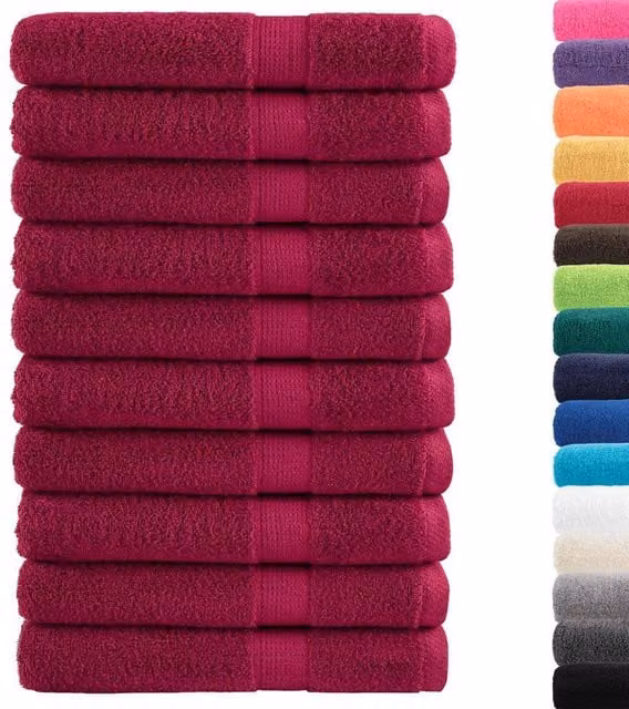 Berkfield Home SOLUND Premium Cotton Terry Towel Set, 10 Pieces, Bordeaux Red, 600gsm, W: 100 cm x L: 200 cm – 1