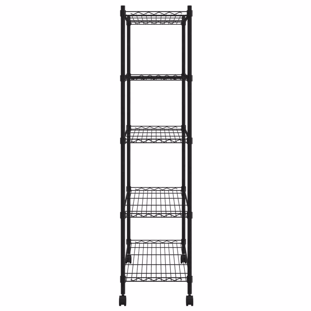 Berkfield Home 5-Tier Metal Storage Shelf with Wheels in Black, W/D/H: 75 x 35 x 155 cm – 3