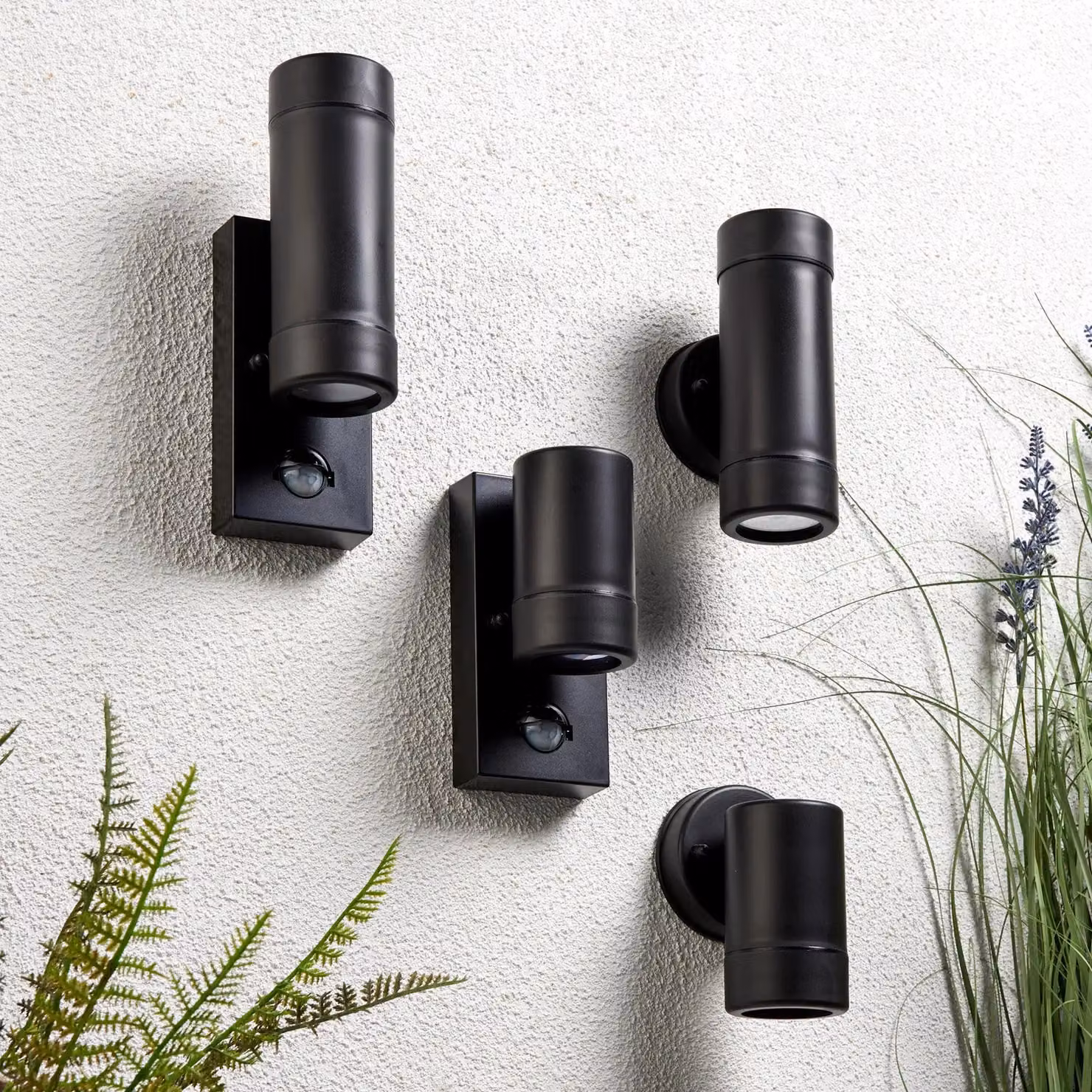 Loops 4 Pack Black Outdoor IP44 LED Spot Downlight, Dimmable 7W GU10 Wall Light – 3