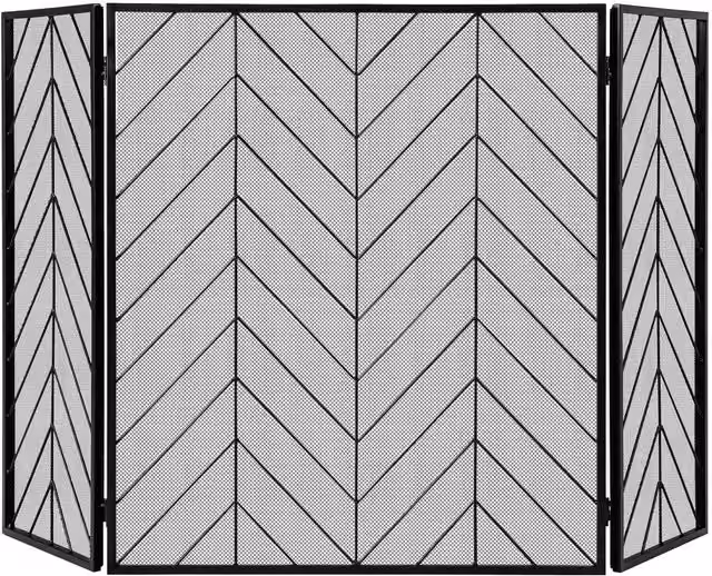 COSTWAY 3 Panel Folding Fire Guard in Black