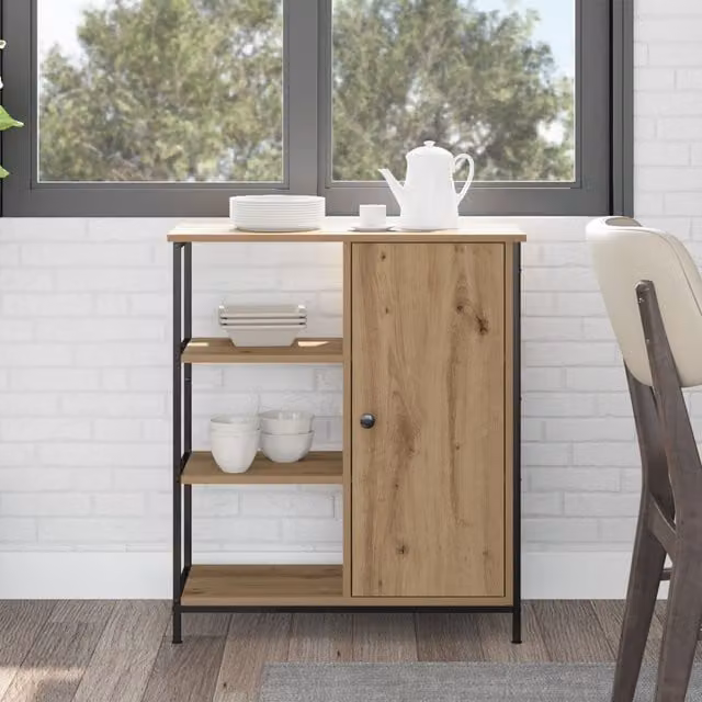 Berkfield Home Artisan Oak Sideboard in Brown and Black, W/D/H: 70 x 30 x 80 cm – 1
