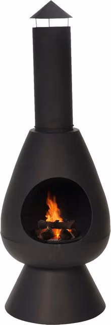 JSH Matt Black Outdoor Wood Burning Chiminea