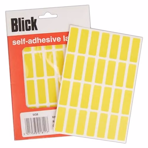 Blick Yellow Self Adhesive Multipurpose Rectangular Paper Labels, 896 Labels, W: 38 mm, H: 12 mm