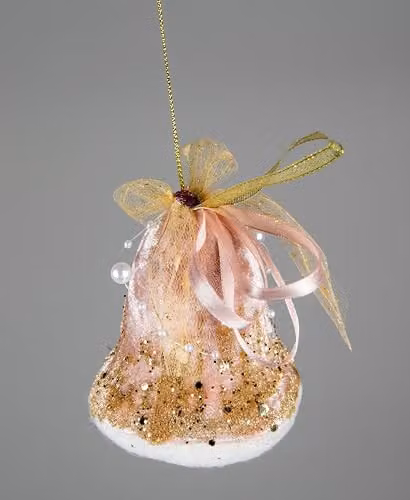 Shatchi Pink Santa Bell Christmas Hanging Pendant, H 10 cm x W 8 cm – 1