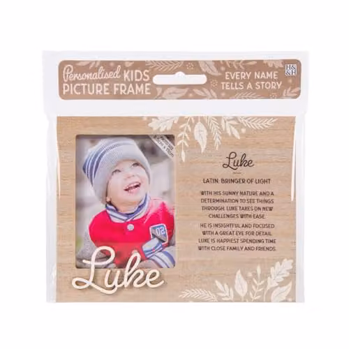 History & Heraldry Pre-personalised Child's Picture Frame, Luke, Brown, W/H: 11 x 8.5 cm – 1