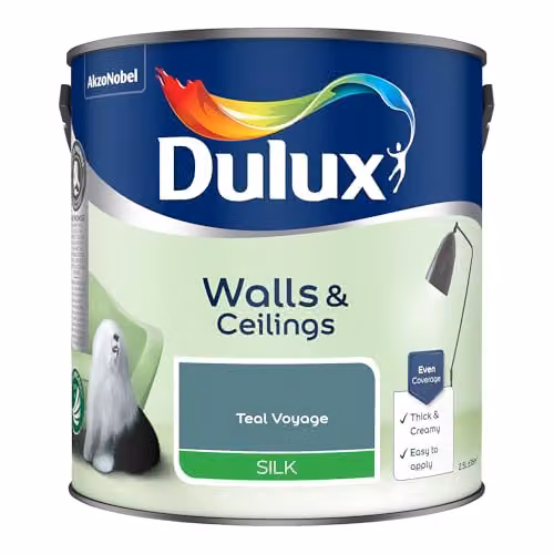 Dulux Silk Emulsion Water Based Dispersion Paint in Petrol Blue, 2.5l – 3