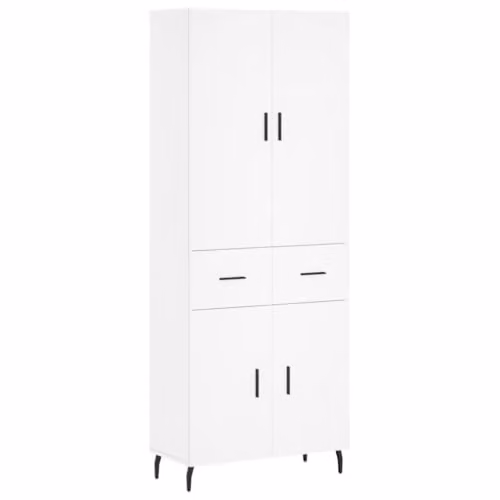 vidaXL Modern White Highboard with Hinged Doors and Internal Shelves, W/D/H: 69.5 x 34 x 180 cm – 1