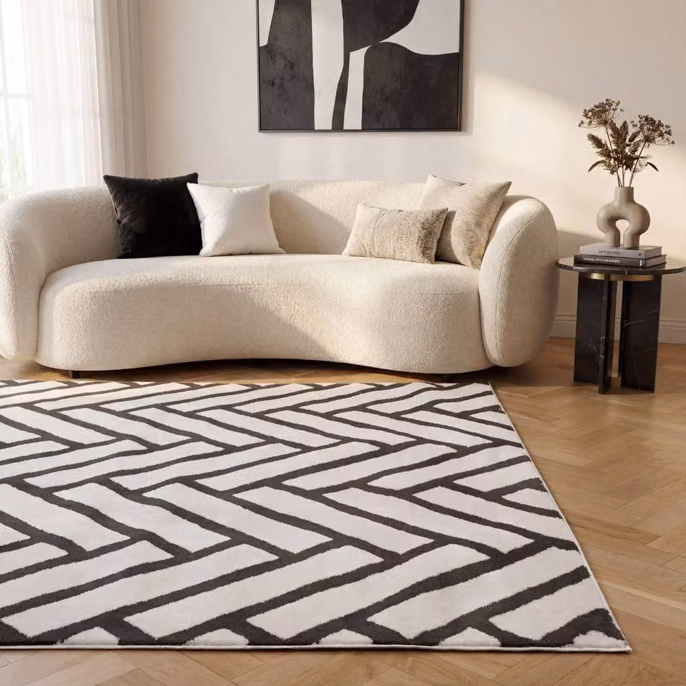 THE RUGS Loft Herringbone Soft Pile Area Rug, Dark Grey, W: 120 cm, L: 170 cm – 4