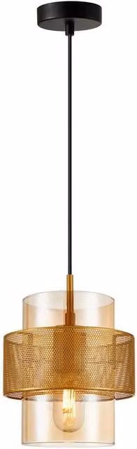 Netlighting Vinoti Cylindrical Pendant Ceiling Light in Gold and Amber