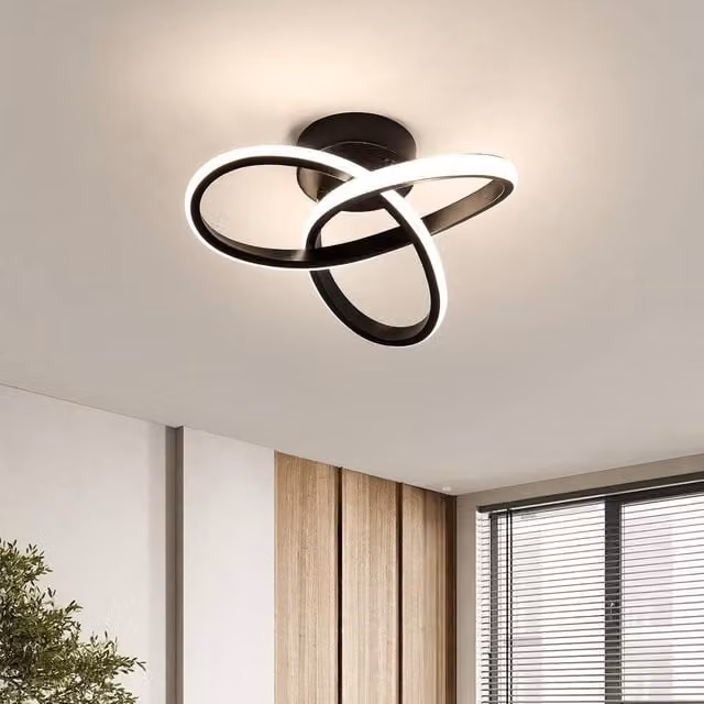 Goeco Modern LED Flower Shape Ceiling Light, Black, 4500K, Diameter: 25 cm