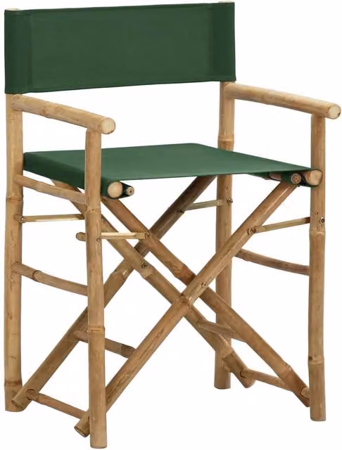 Berkfield Home Set of 2 Green Bamboo and Fabric Folding Director's Chairs – 1