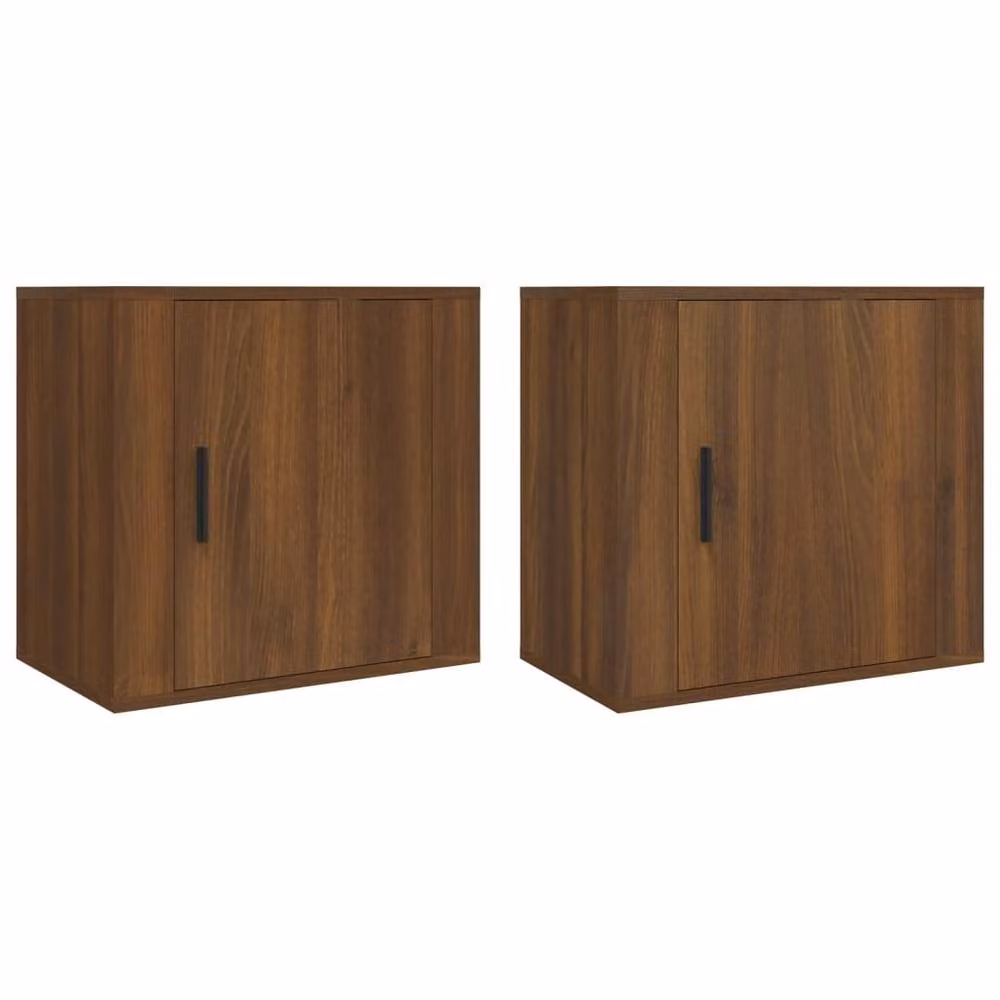 Berkfield Home Elegant Wall-mounted Bedside Cabinets, 2 Piece Set, Brown Oak, W: 50 cm, D: 30 cm, H: 47 cm – 1