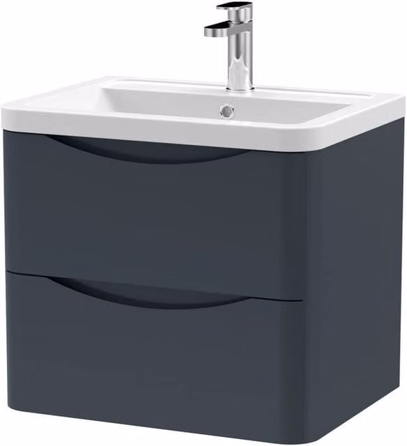 Balterley Dunwood 2 Drawer Wall Hung Vanity Basin Unit, Dark Grey, Width: 60 cm