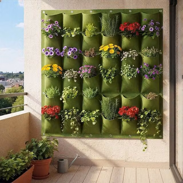 EONLION 36 Pocket Vertical Wall Hanging Flower Planter in Green – 1