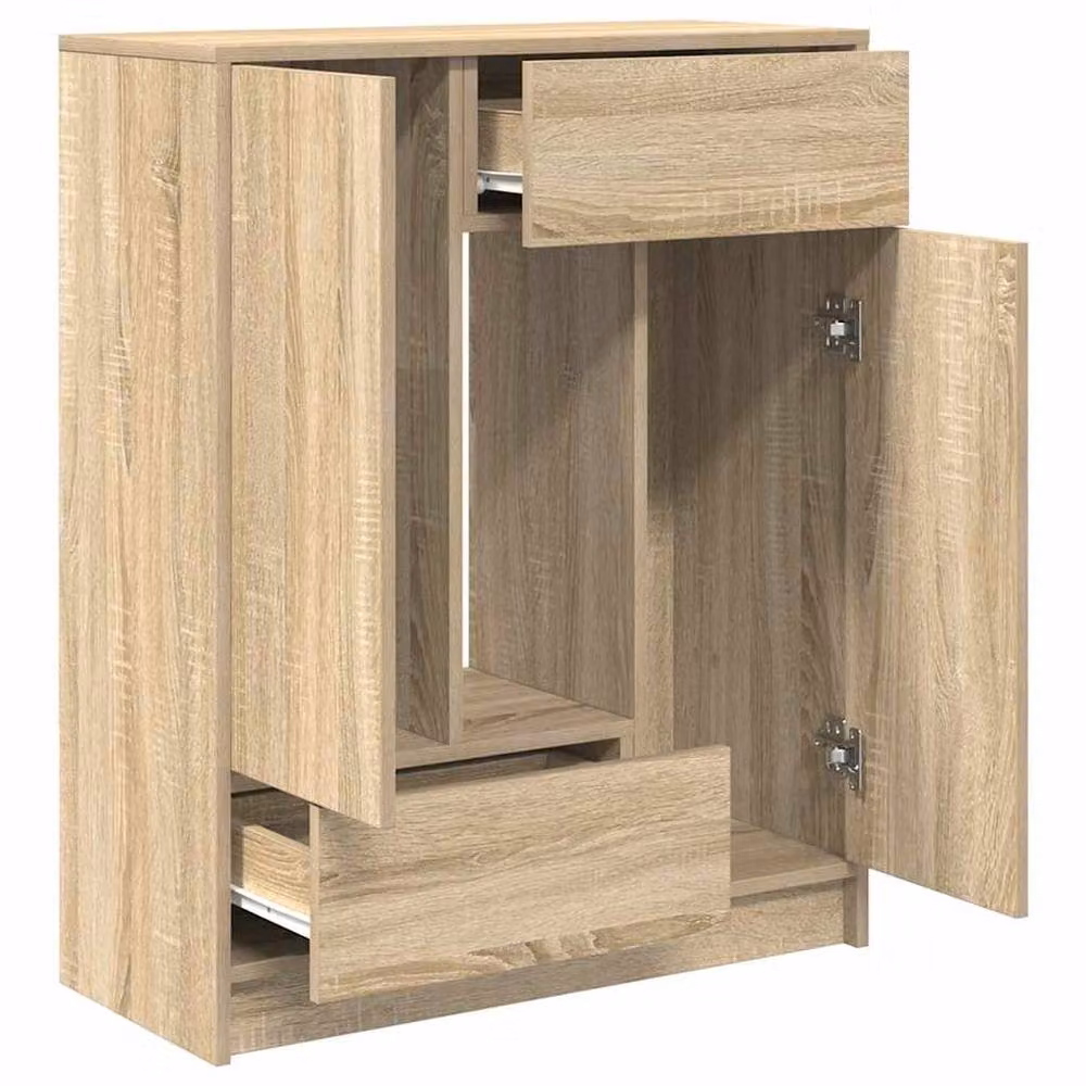 Berkfield Home Sonoma Oak Sideboard with Drawers and Doors in Light Tan, W/D/H: 73 x 31 x 90 cm – 2