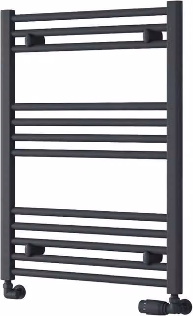 Bathroom Kingdom Capo Anthracite Straight Heated Towel Rail, Grey, W: 60 cm, H: 80 cm