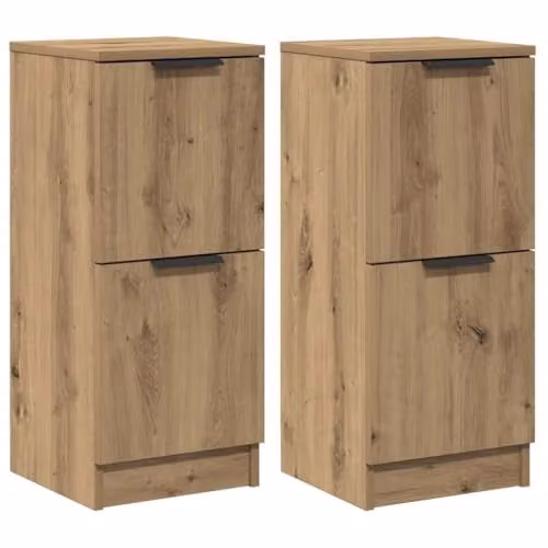 vidaXL Set of 2 Artisan Oak Sideboards in Brown, W/D/H: 30 x 30 x 70 cm – 1