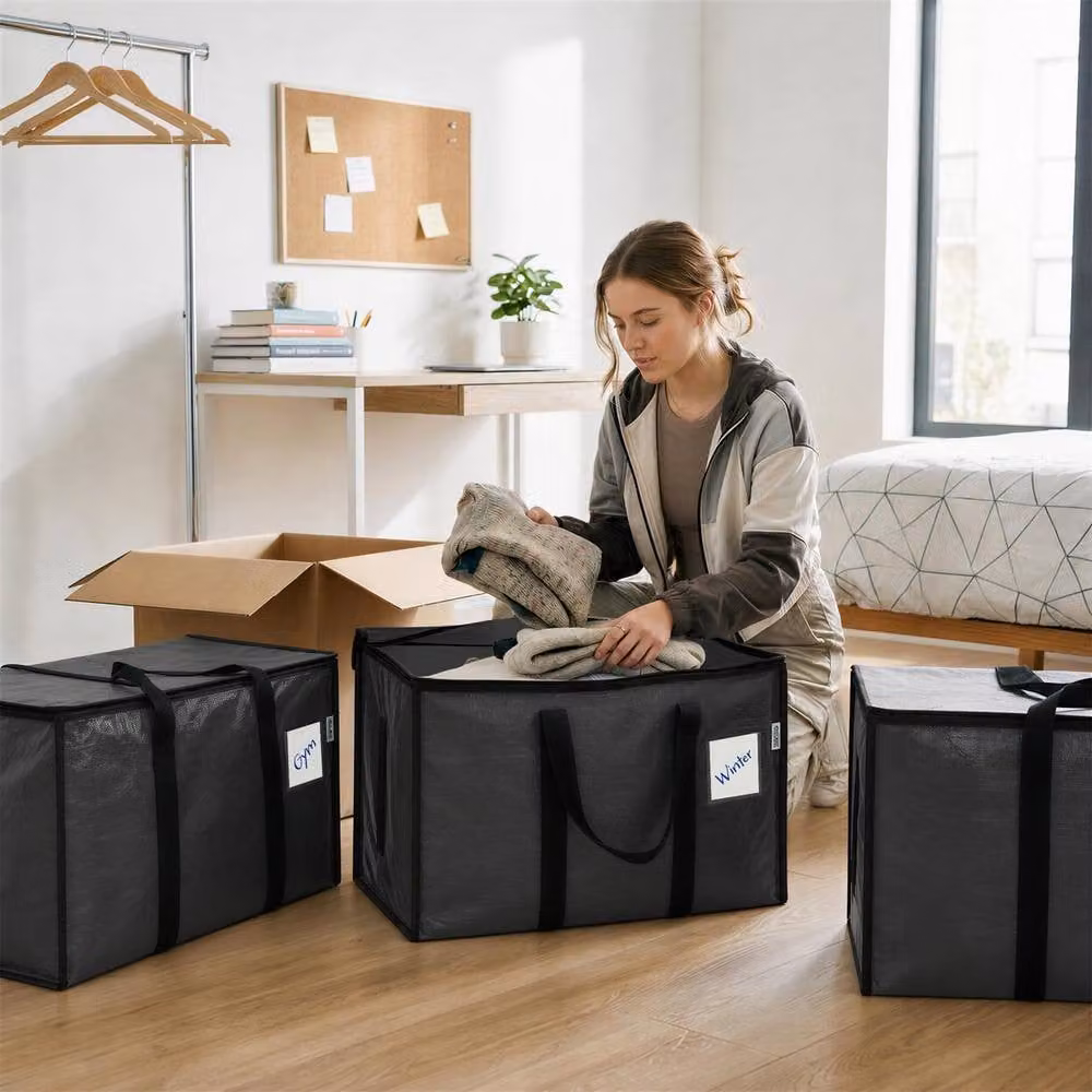 Harbour Housewares Large Heavy Duty Moving Bags, 90L, Pack of 6, Black – 2