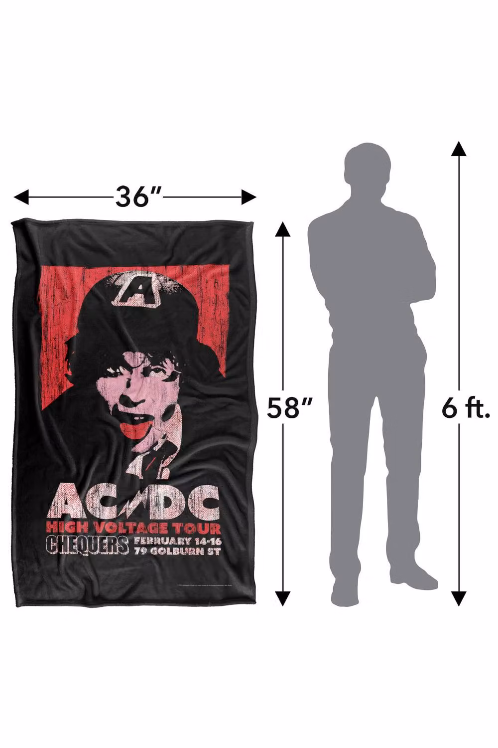 LOGOVISION AC/DC High Voltage Live 1975 Super Soft Silky Touch Fleece Throw Blanket, Multicolour, W/D/H: 91 x 147 cm – 8