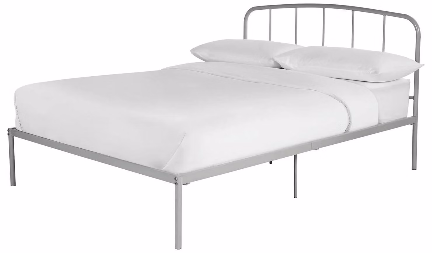 Freja Double Metal Bed Frame in Silver, W/D/H: 140 x 200 cm