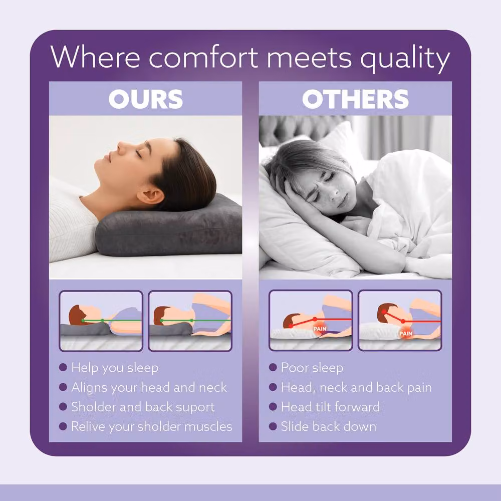 Aamira Grey Memory Foam Wedge Pillow with Adjustable Height and Removable Velvet Cover – 9