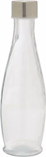 Orsina Rustic Dayla Clear Borosilicate Glass Water Bottle with Silver Metal Lid, 550ml