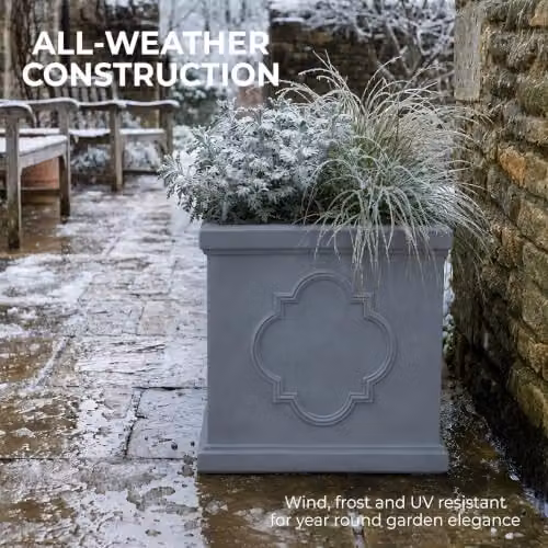 Idealist Grey Reinforced Stone Square Garden Planter, 45 x 45 cm – 4