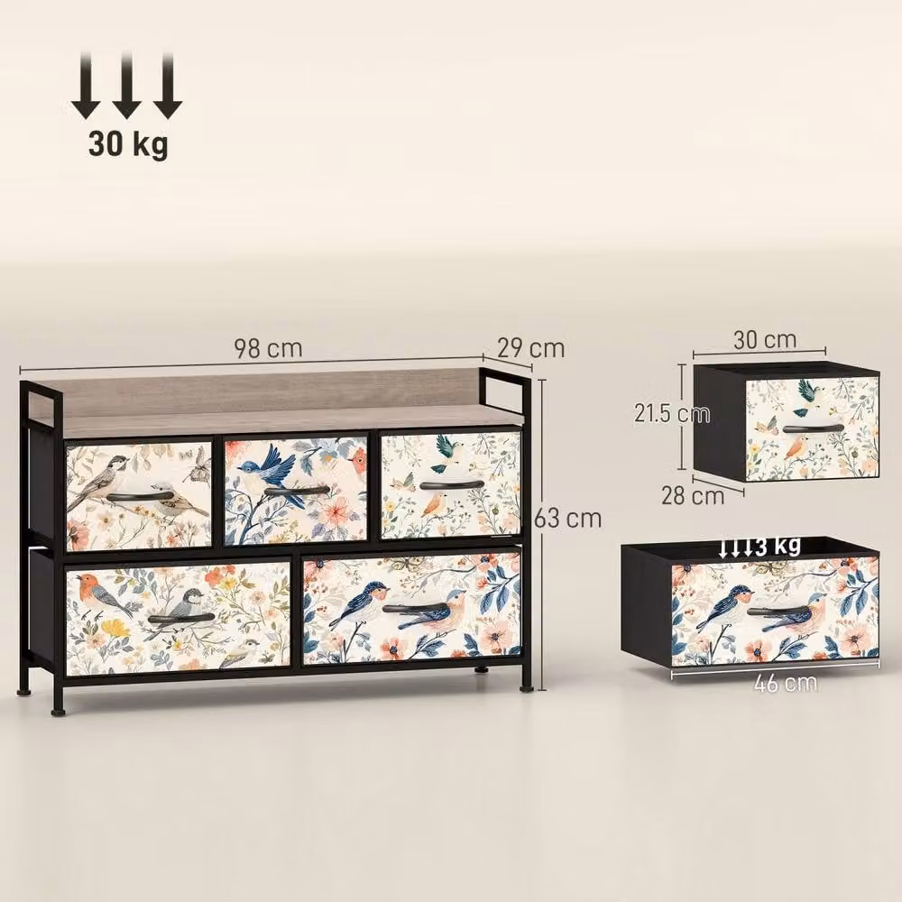 Wyld Haus Tonona 5 Drawer White Fabric Chest – 4