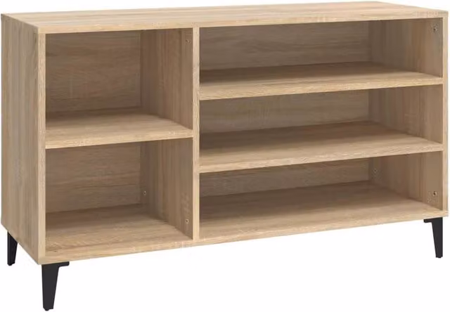 Berkfield Home Sonoma Oak Shoe Cabinet in Beige with Integrated Seat, W/D/H: 102 x 36 x 60 cm