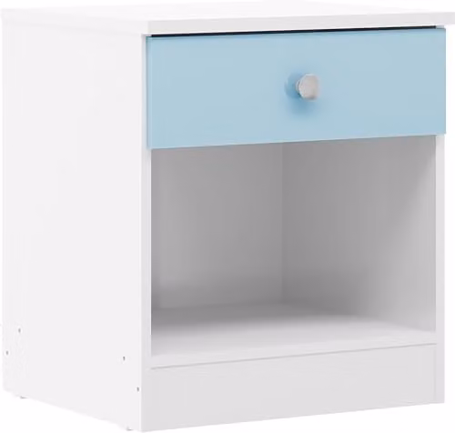 Seconique Denver 1 Drawer Bedside Table in White and Blue Gloss