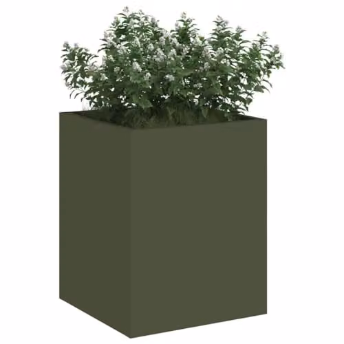 vidaXL Garden Planter Tub, Green, Steel, W/D/H: 32 x 32 x 40 cm