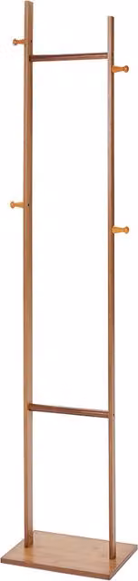 Livingandhome Minimalist Wooden Slim Clothing Rack with Hooks in Brown