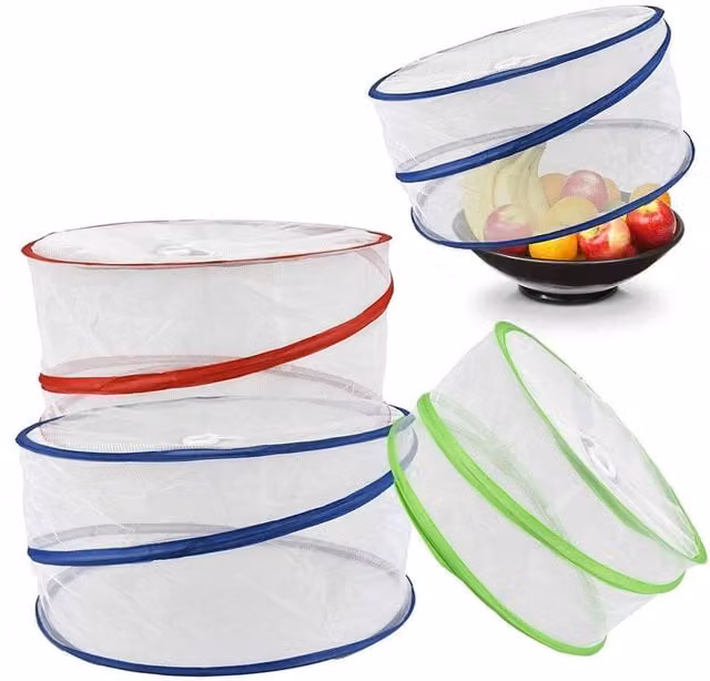 NESTLUNE 3-Piece Set of Multicolour Collapsible Pop Up Wire Mesh Food Covers, Diameter: 100 cm, Height: 15 cm – 1